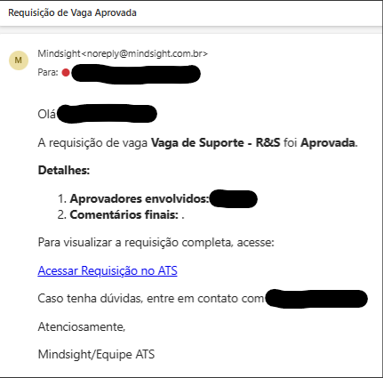 requisição e-mail de aprovação